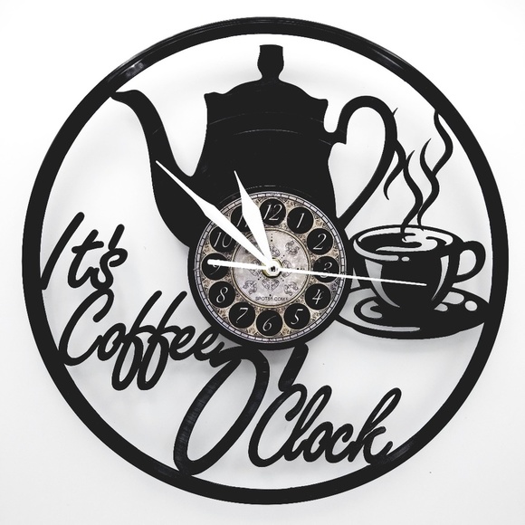 Handmade Other - IT'S COFFEE O'CLOCK vinyl record clock